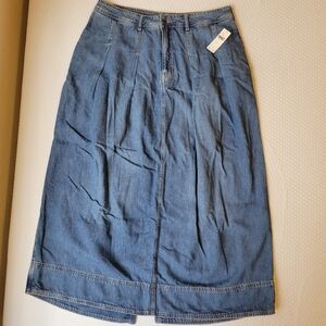 NWT PILCRO By ANTHROPOLOGIE Blue Midi Denim Skirt Size 8
